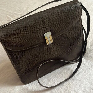 Vintage 1980’s Jay Herbert New York Accordion Style Brown Snakeskin Handbag